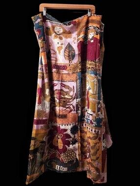 💫Zodiac PSYCHEDELIC Print Silky Scarf In Mustard, Burgundy & Pink🪄